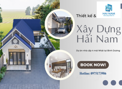 Mẫu Thiết kế và Thi công nhà cấp 4 mái Nhật tại Bình Dương 